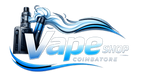 Logo of Vape Shop Coimbatore with vaping devices and blue flames on a white background